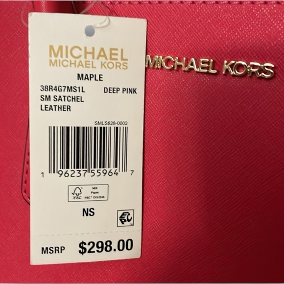 Michael Kors 🪢 NWT! Maple, Deep Pink Small Leather satchel handbag/Crossbody - Picture 2 of 7